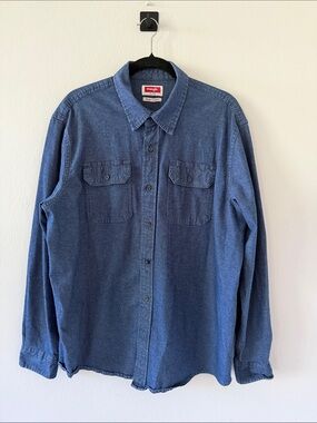 Wrangler Indigo Button-Front Denim Shirt (Shirt Jacket)